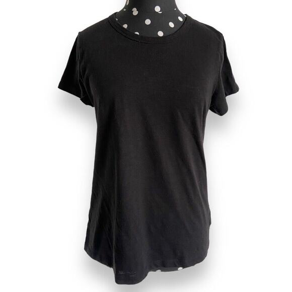 Time and Tru Womens Top Sz S 4 6 Black Crew Neck Pullover Short Sleeve Solid Tee - Picture 1 of 7